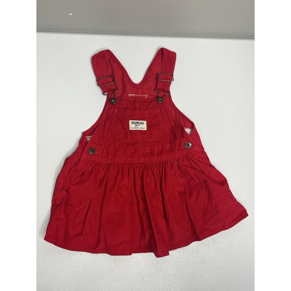 Oshkosh B'Gosh Red‎ Corduroy Overall Skirt Size 18 Months Baby Girl